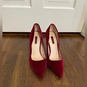 Topshop Deep Red Velvet Heels